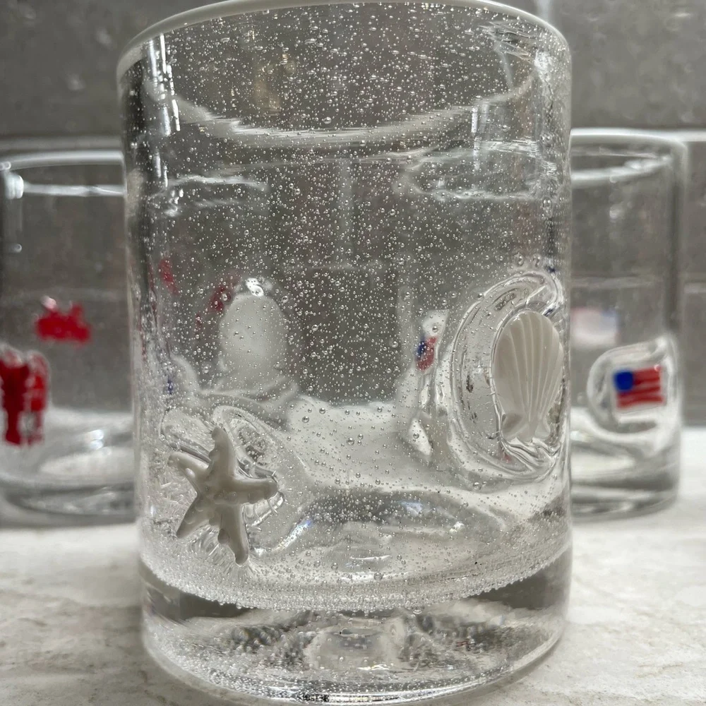 Pottery Barn Clear Glass Tumbler with Shell Design